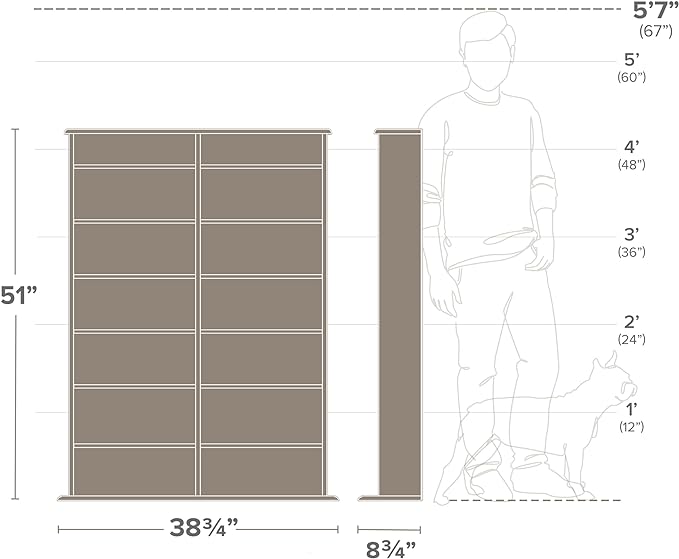 Prepac 2 Column Display Cabinet Media Storage, Double Width Wall - Image 3