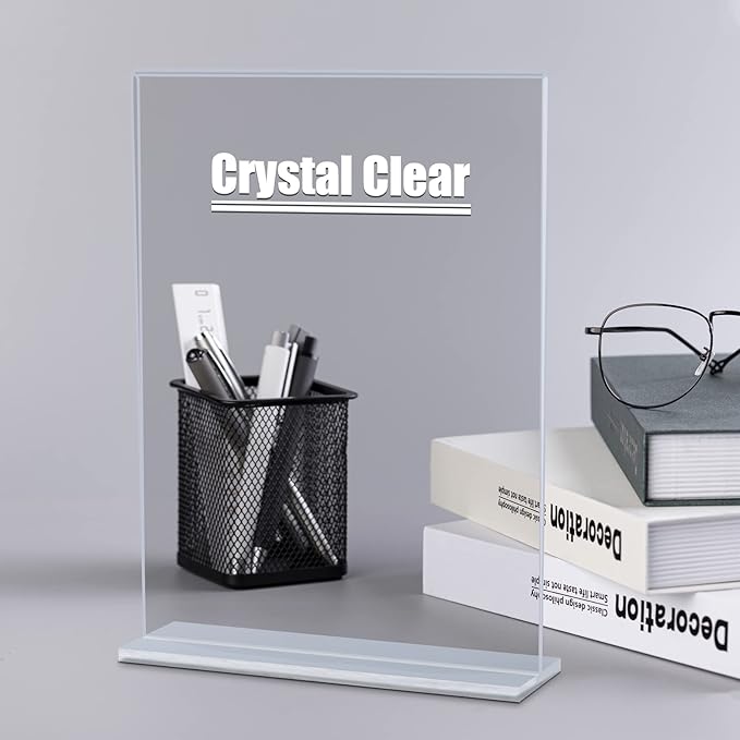 xydstay 12pack Acrylic Sign Holder 8.5 X 11, Vertical T Shape Clear Plastic - Image 2