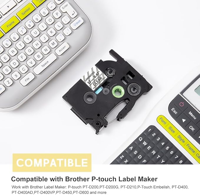 COLORTY Replacement for Brother P-Touch Label Maker Tape TZe 12mm 0.47 Clear - Image 3