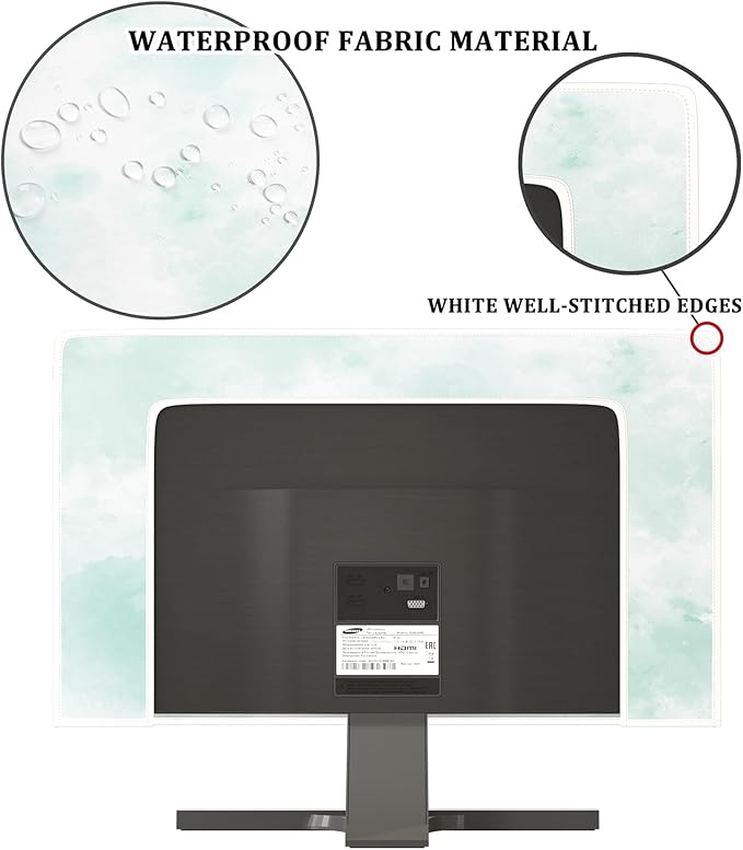 Baocicco Abstract Watercolor Waterproof TV Display Screen Cover 80 Inch Cyan - Image 3