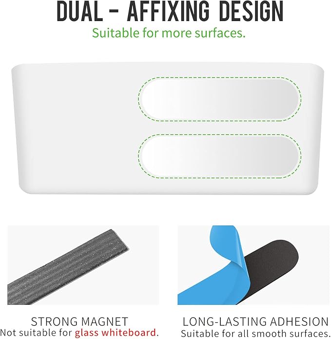 loukin Magnetic and Adhesive Marker Holder, Dry Erase Accessory Tray, Magnetic - Image 4