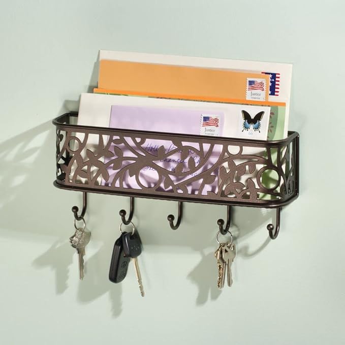 mDesign Wall Mount Metal Entryway Storage Organizer Mail Sorter Basket - Image 2