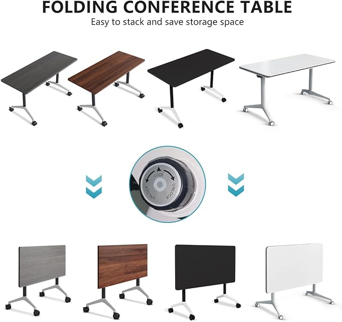 Goakwwuz Conference Room Table, Folding Conference Tables, Thicken Grey Tabletop - Image 4