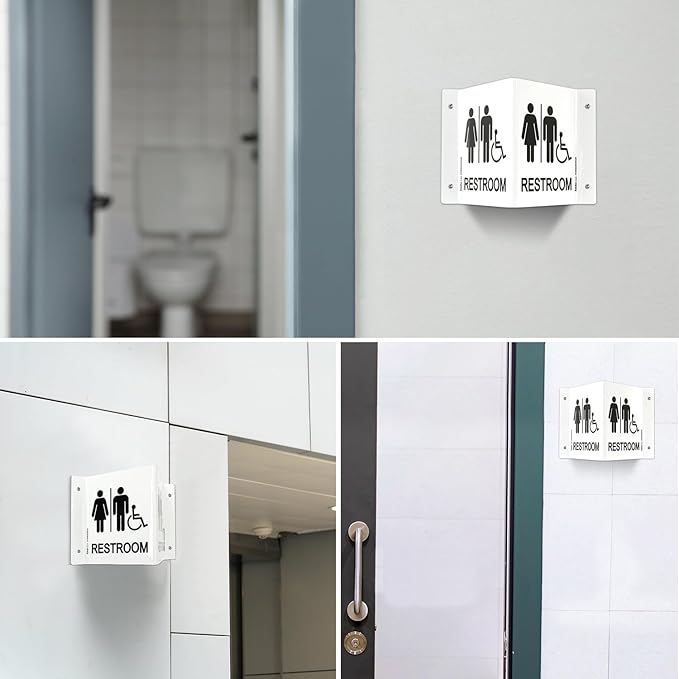 Faittoo Restroom Sign, Bathroom Signs, 4 Pack 6 x 8 Inches Acrylic Sign - Image 6