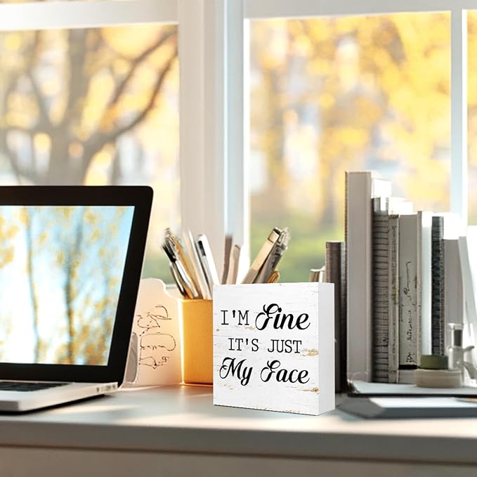 Funny Face Sign, I'm Fine It's Just My Face, Humorous Sarcastic Office Decor - Image 5