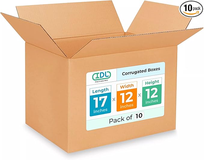 Medium Shipping & Moving Boxes 17x12x12 inches by IDLPackaging