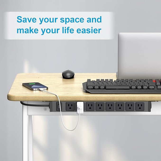 HHSOET Metal 360° Rotating Mountable Power Strip, 8 Outlet Gaming Table Mounted - Image 6