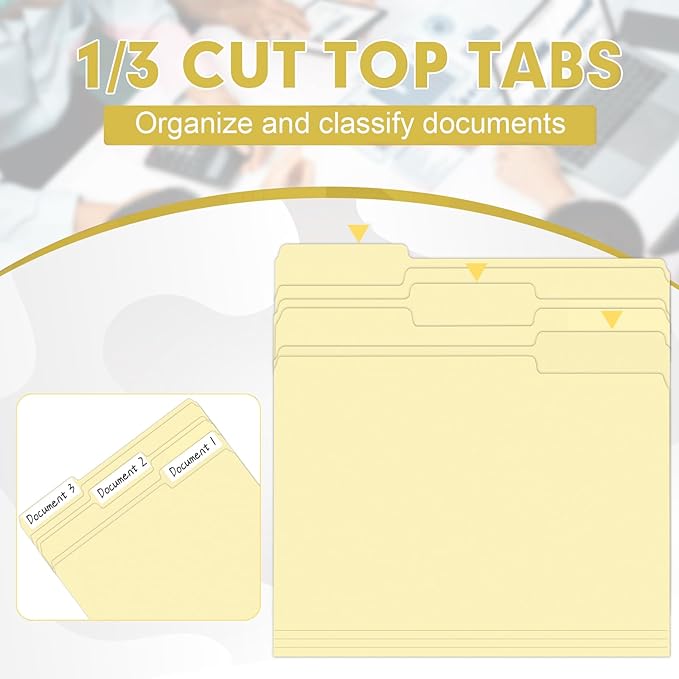 Manila Folders, HERKKA 220 Pack 1/3 Cut Tab File Folders, Manila Folders 8.5 x - Image 3