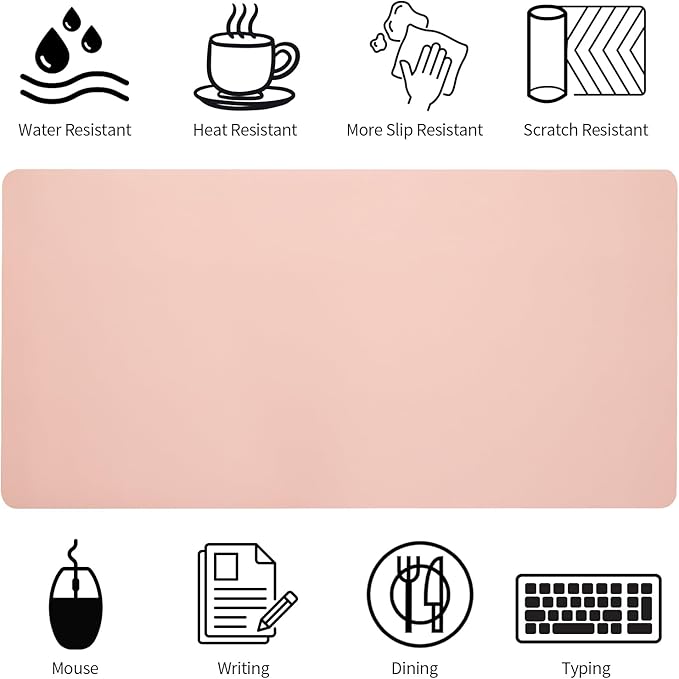 Blossoms Pink Desk Mat, Waterproof Non-Slip Leather Desk Pad, Large Mouse Pad - Image 5