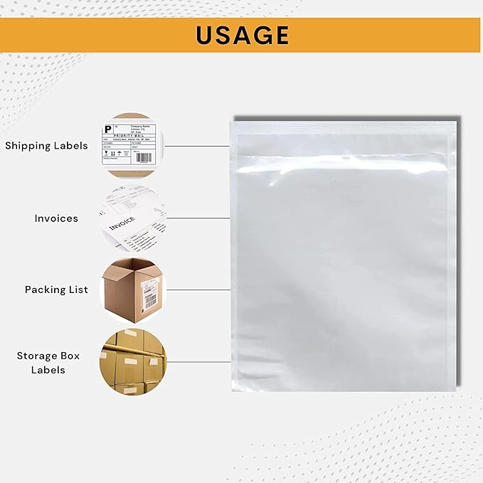 200 Pack 6"x9" Shipping Label Sleeves – Clear Self-Adhesive Packing Slip Pouches - Image 7