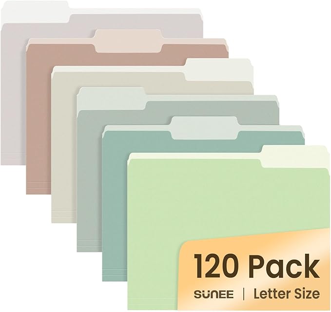 SUNEE File Folders, 120 Pack Manilla Folders 8.5 x 11, Colored File Folders by SUNEE
