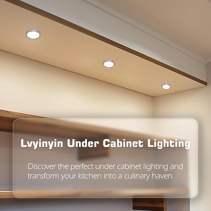 Lvyinyin Single LED Kitchen Under Cabinet Puck Light, 120V Direct Wall Plug in - Image 2