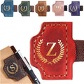 Personalized Bookmark with Pen Holder, Leather Magnetic Bookmark 26 Letters by Xinhelan