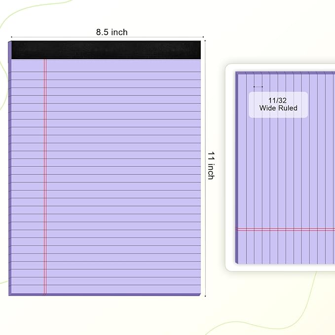 AILZFEI Colored Legal Pads 8.5 x 11 Note Pads 8.5 x 11 inch, Wide Ruled Clear - Image 2