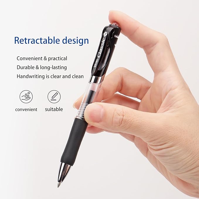 Lekreo Classic Retractable Gel Roller Pens, 0.7mm Fine Point - Image 4