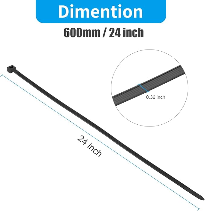 XINGO 24 inch White Long Zip Ties Heavy Duty 100 PCS, 200LBS Ultra Strong - Image 5