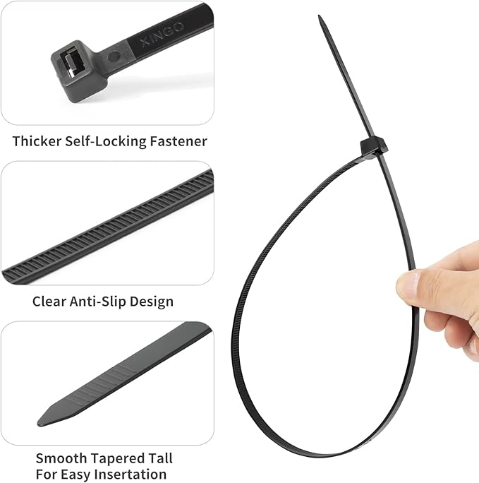 XINGO 22 inch Black Zip Ties Heavy Duty 100Pack, 200 LBS Ultra Strong Plastic - Image 5