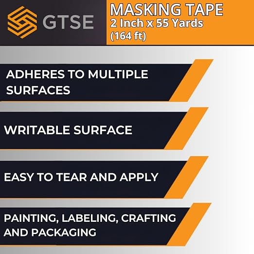 GTSE Masking Tape, Bulk Contractors Pack, 2 inches x 55 Yards, 48 Rolls - Image 6