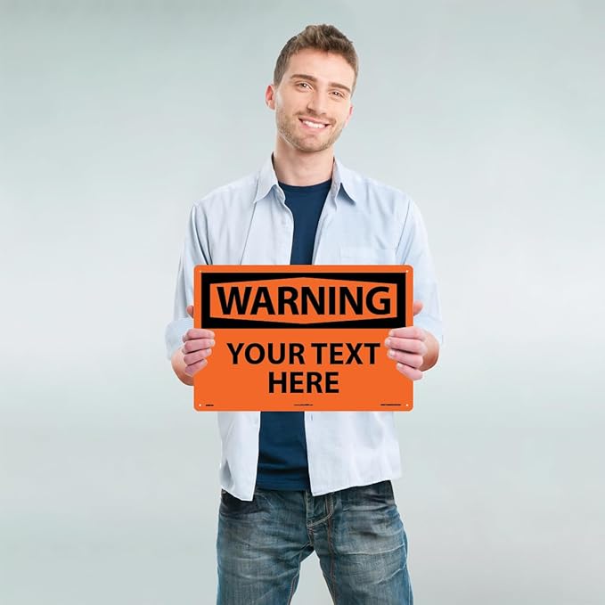 Custom OSHA Style Warning Sign 12" x 18" Plastic Sign, Customizable "Your Text - Image 2