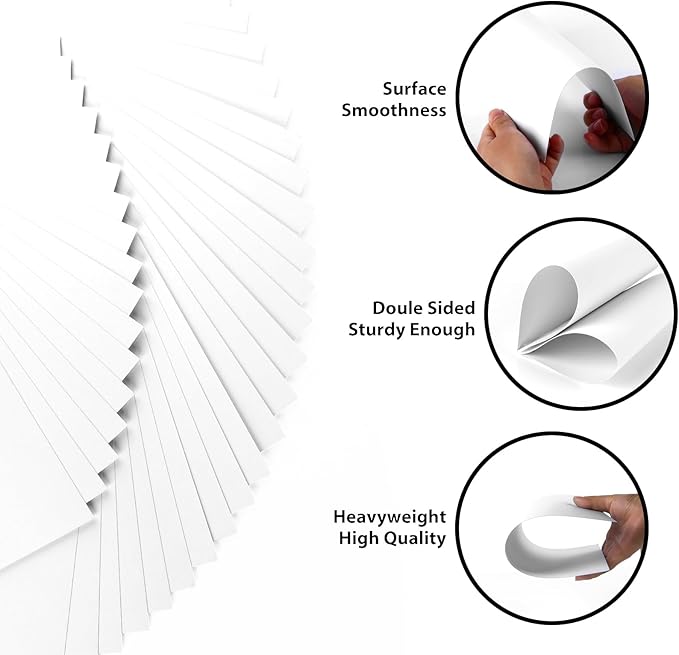 OcePor 100 Sheets White Cardstock 11” x 17”, 65lb/180gsm White Card Stock - Image 3