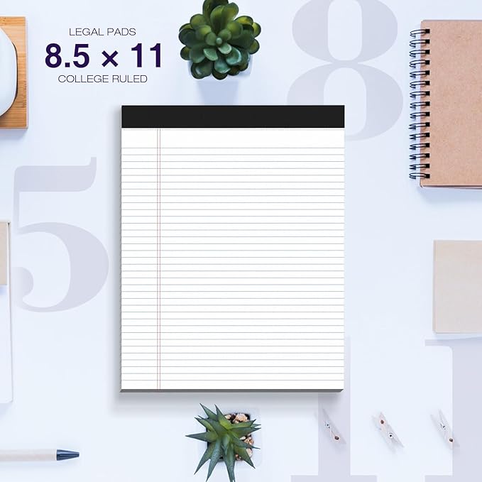 12 Pack Legal Pads 8.5 x 11 College Ruled 600 Sheets Note Pads 8.5 x 11 Inch - Image 6