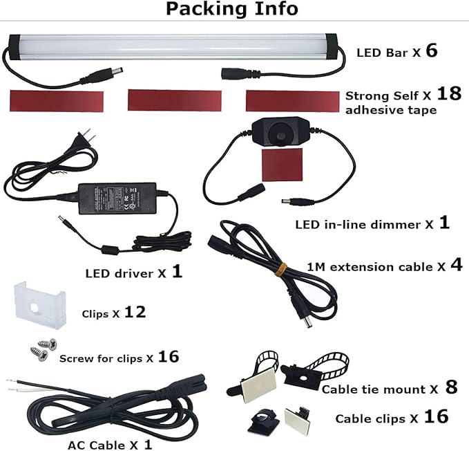 Under Cabinet LED Lighting Kit Plug in or Hardwired, 2000 Lumen, Super Bright - Image 6