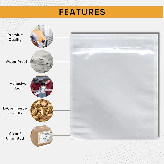 100 Pack 7"x10" Shipping Label Sleeves – Clear Self-Adhesive Packing Slip - Image 5