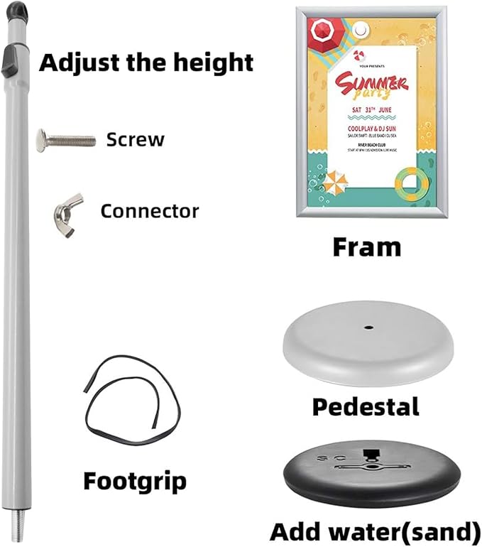 SENZHIYI Adjustable Poster Stand Holder Heavy Duty Snap Open Aluminum Pedestal - Image 6