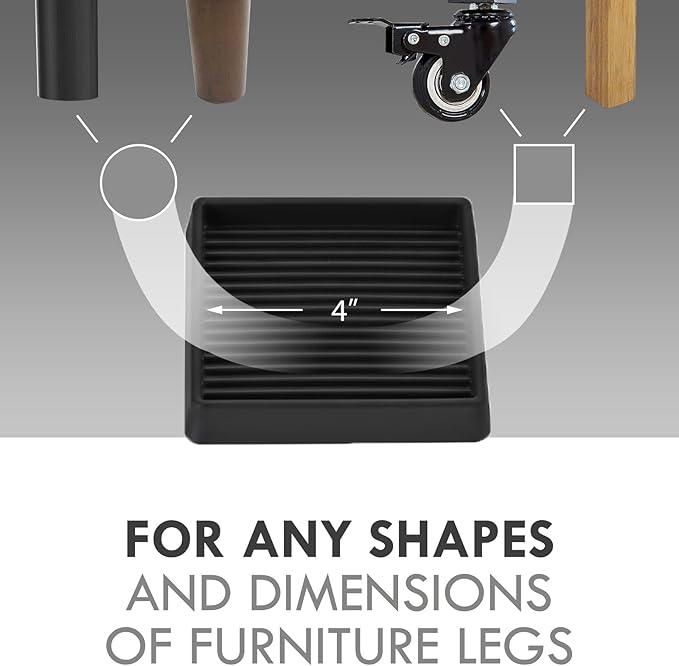 4X4 Rubber Caster Cups, Non Slip Furniture Pads, Anti-Slip Gripper, Anti Skid - Image 2
