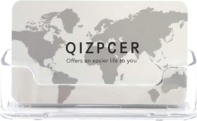 Qizpcer 4 Pack Clear Plastic Business Card Holder, Acrylic Business Card Display - Image 5