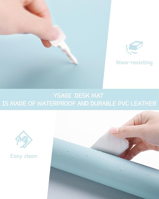 YSAGi Non-Slip Leather Desk Pad, Waterproof Laptop Computer Desk Keyboard Mat - Image 4