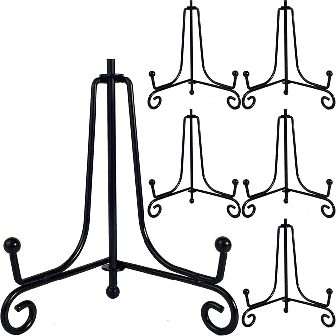 HENABLE 6PCS Premium Black Iron Plate Stands by HENABLE