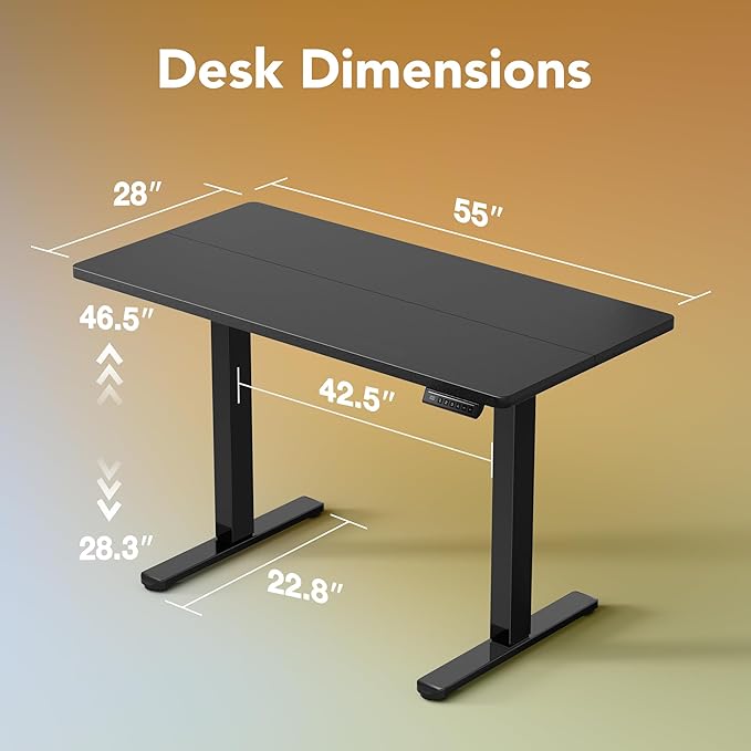 HUANUO 55 x 28 inch Electric Standing Desk Adjustable Height, 4 Memory Height - Image 3