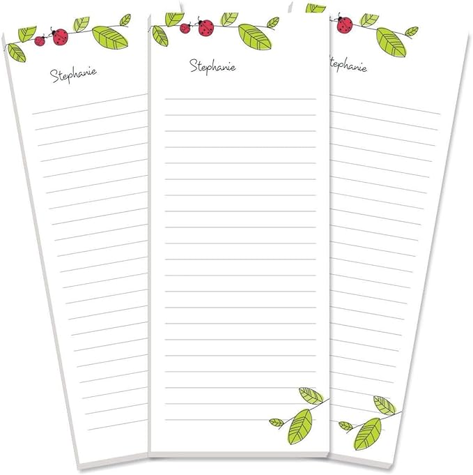 Current Ladybugs Personalized Notepads – Set of 3, 50-Sheet Lined Paper Pads by Current