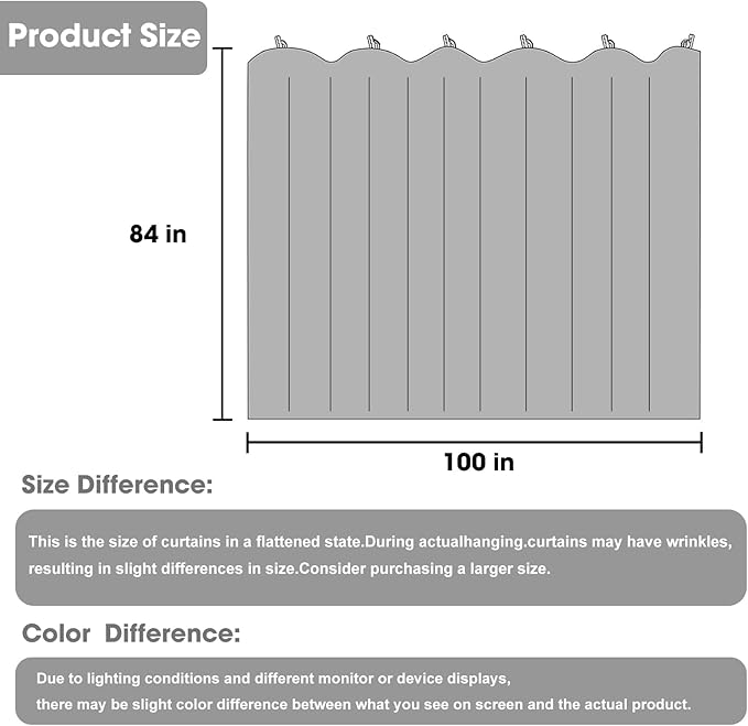 Cbsroro Room Divider Curtains, Noise Reduction, W100 × L84 Inch, 1 Panel - Image 6