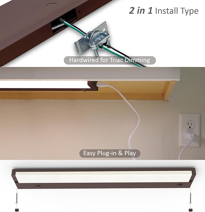 Leetdud LED Under Cabinet Lighting Hardwired or Plug in, 18 Inch 9W, Dimmable 5 - Image 6