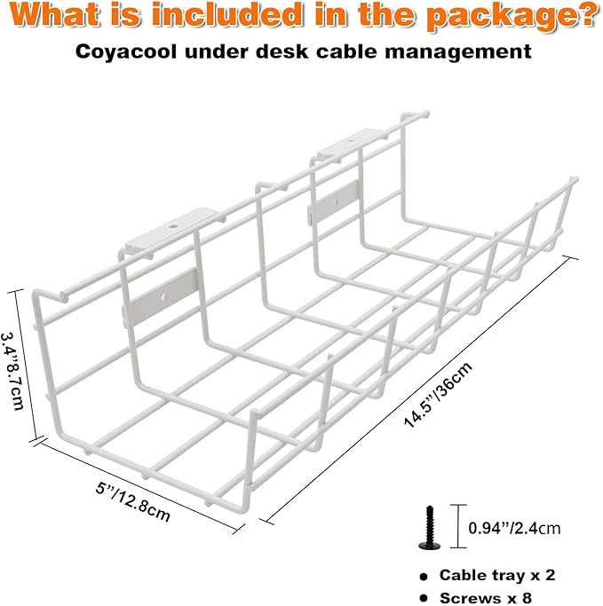 Under Desk Cable Management- 4 Pack Cord Organizer. Metal Wire Cable Management - Image 5