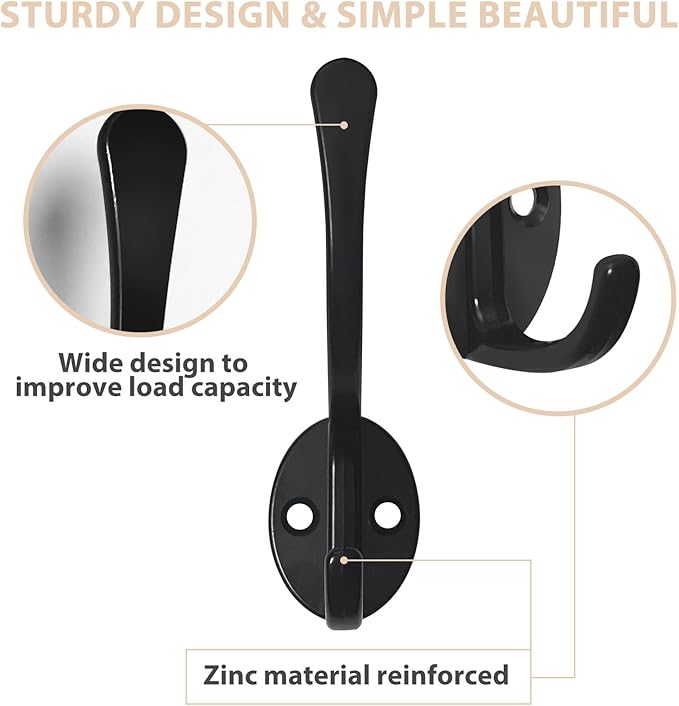 Homanu 10 Pack Coat Hooks Wall Mounted - Image 3
