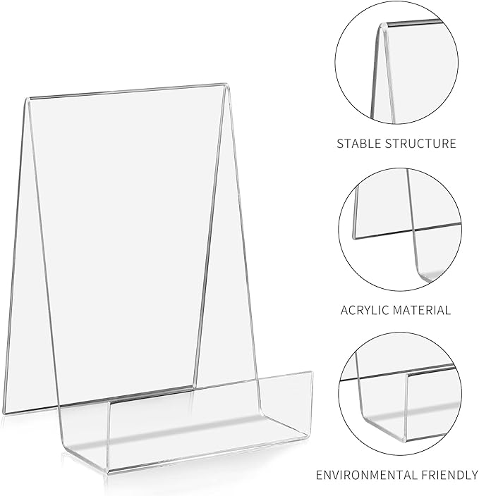 ZOEY Acrylic Book Stand with Ledge Clear Display Easels Plate - Image 2
