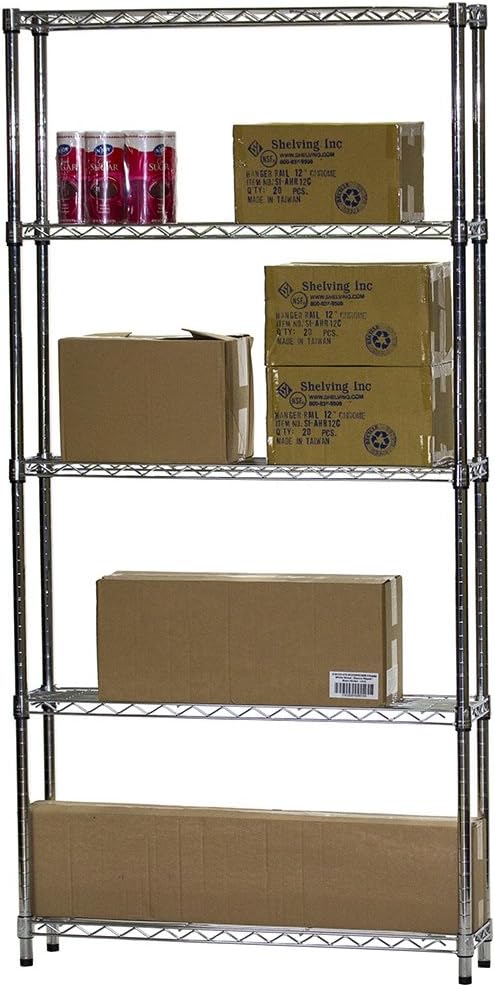 Shelving Inc. 8" d x 36" w x 54" h Chrome Wire Shelving - Image 3