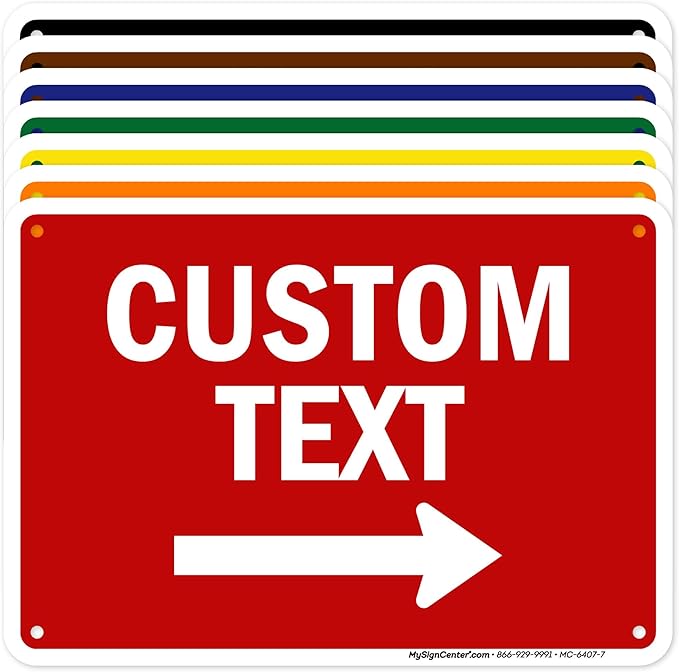 Custom Arrow, Custom Directional Sign, Right Arrow, 7x10 Inches, 55 mil thick by MySignCenter