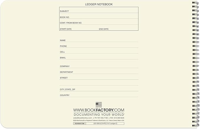 BookFactory Accounting Ledger Notebook/Large 3 Column Accounting Ledger - Image 2