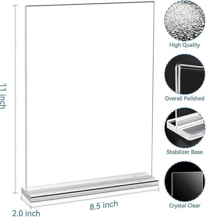 EHWINE Acrylic Sign Holder 8.5 x 11, 18 Pack Double-Sided Stand up Table Top - Image 4