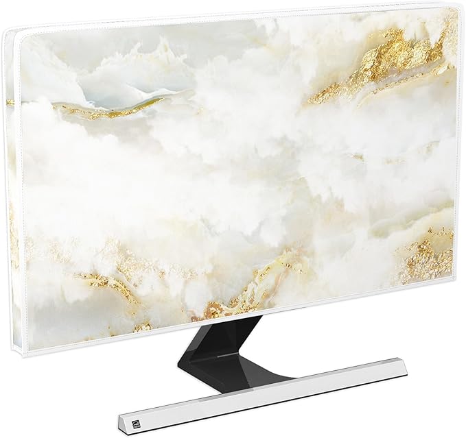 Baocicco White Gold Computer Monitor Cover by Baocicco