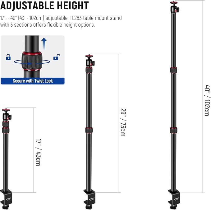 NEEWER Extendable Camera Desk Mount - Image 2