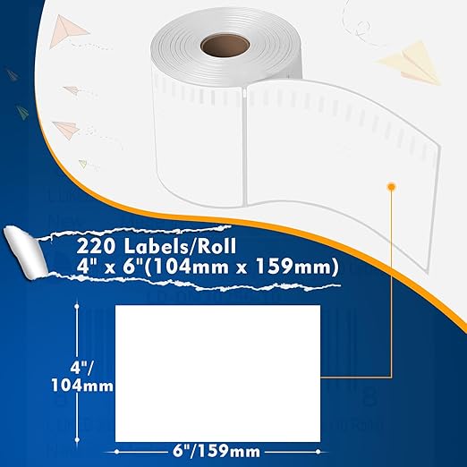 L LIKED 3300 PCS 4"x6" Direct Thermal Shipping Labels, Perforated White & - Image 3