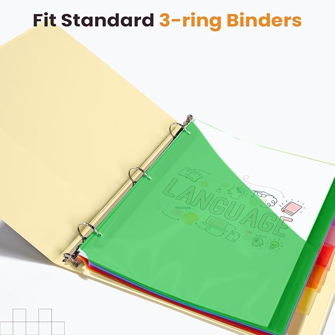 Sooez 24 Count Dividers with Pockets, 8 Tabs Binder Dividers - Image 7