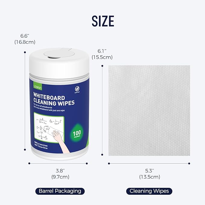 Loukin Whiteboard Cleaning Wipes, Dry Erase Board Cleaning Wipes, Non-toxic - Image 6