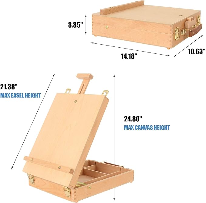 Art Supplies Box Easel Sketchbox Painting Storage Box, Adjust Wood Tabletop - Image 6