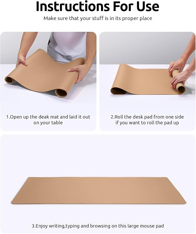 YSAGi Leather Desk Pad Protector, Office Mat, Large Mouse Pad, Non-Slip PU - Image 9